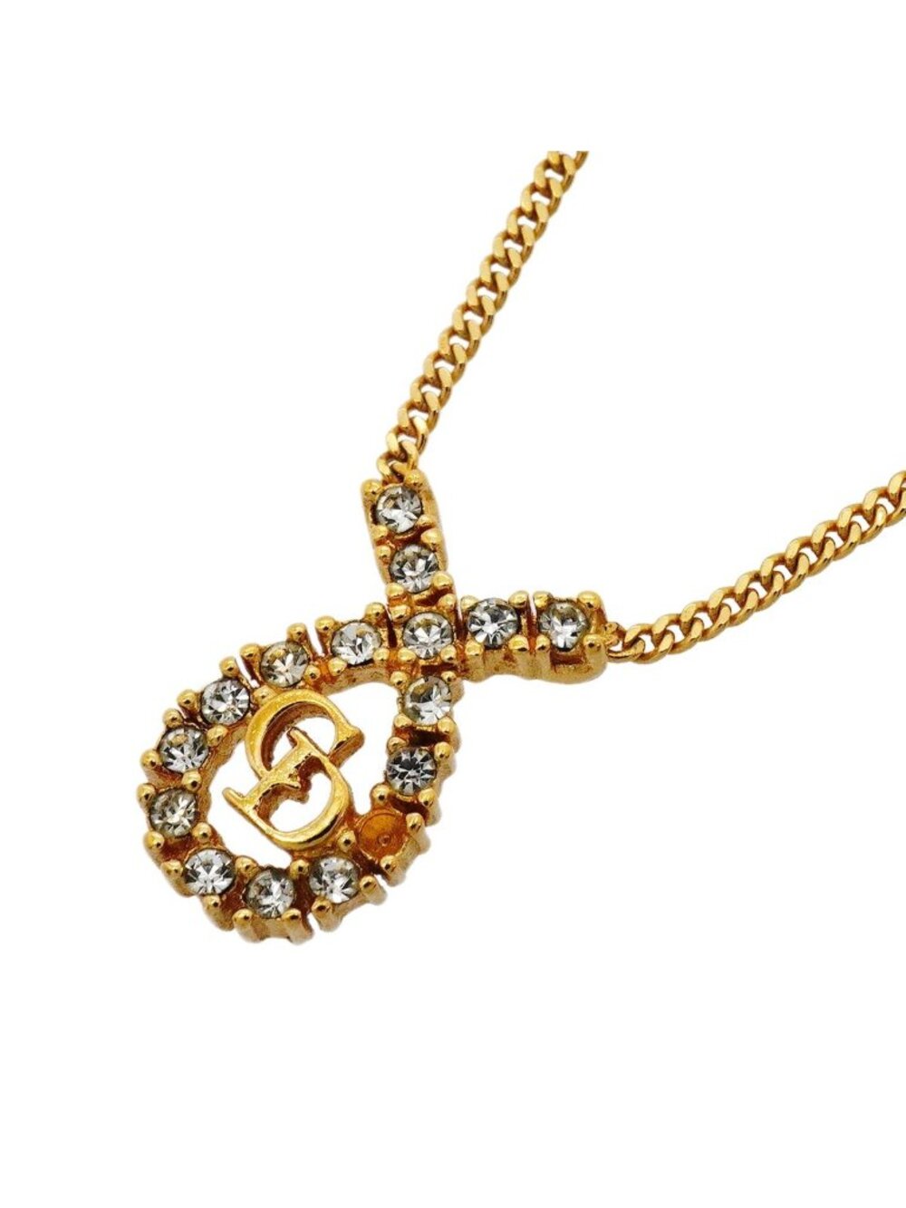 Dior Necklace CD Logo Gold Plated Rhinestone